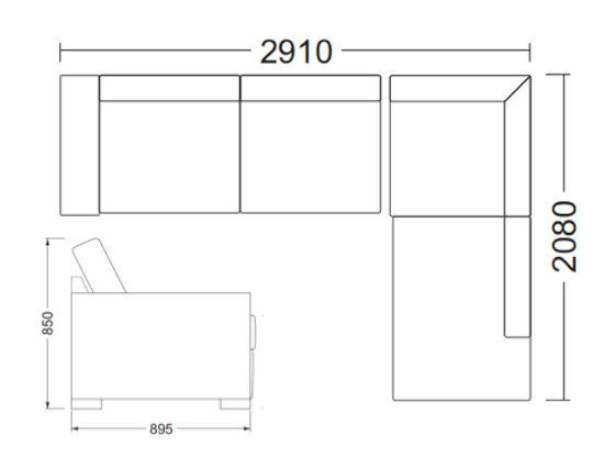 Palermo hjørnesofa med åpen ende høyre - Medium - Meadow Home